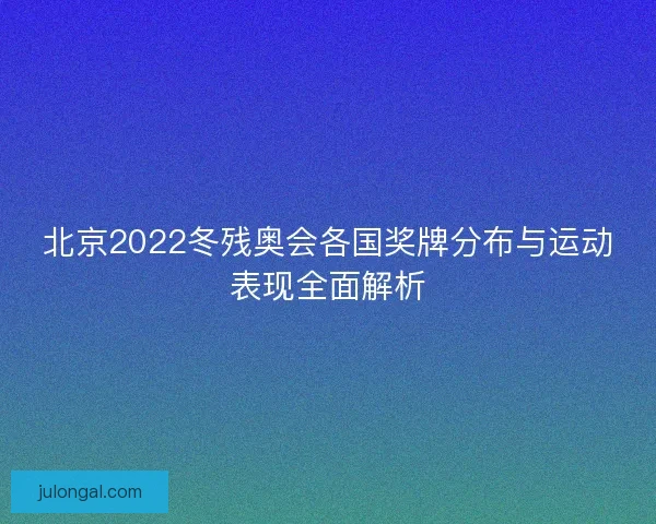 北京2022冬残奥会各国奖牌分布与运动表现全面解析
