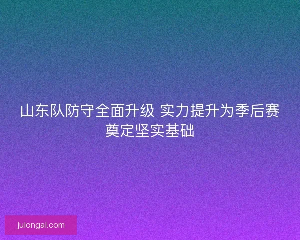 山东队防守全面升级 实力提升为季后赛奠定坚实基础